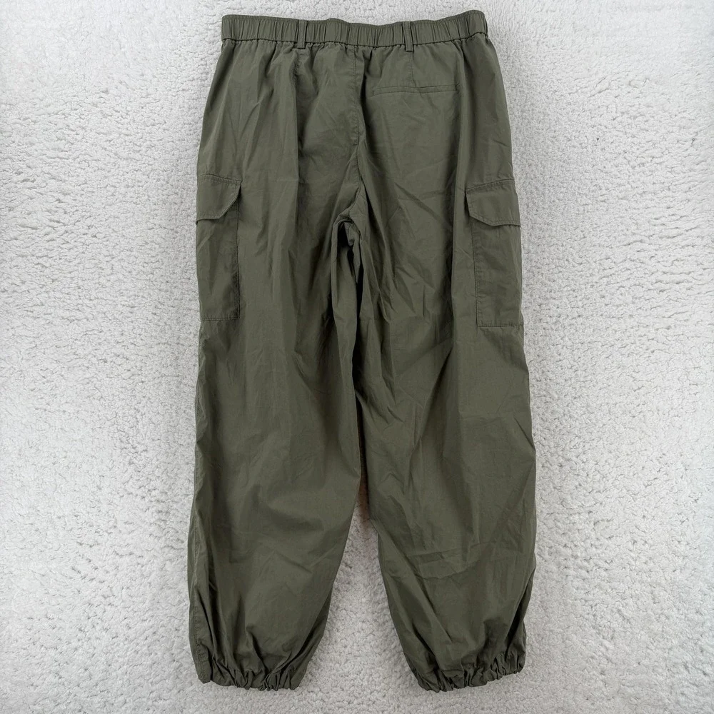 Uniqlo Cargo Pants Mens XL Y2K Green Relaxed Fit Canvas Elastic Parachute Baggy